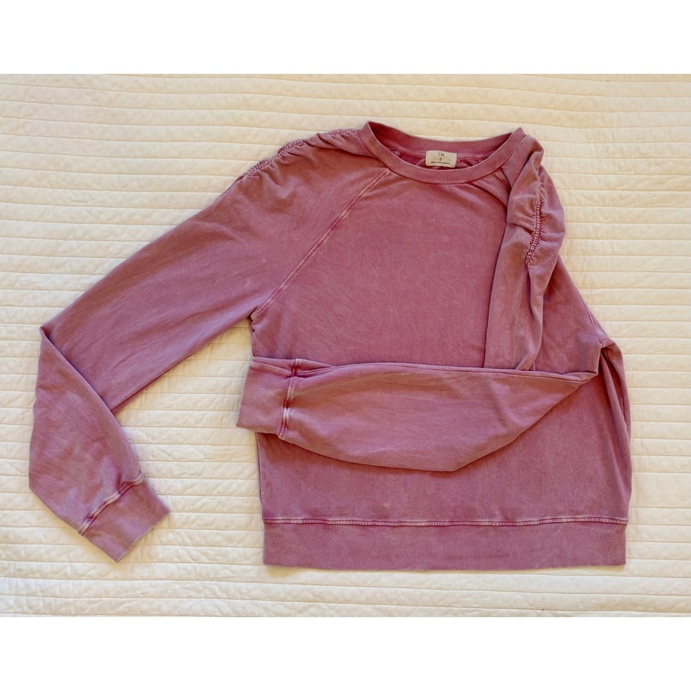 t.la Anthropologie Soft Ruched Shoulder Raglan Sweatshirt Mauve Pink Large